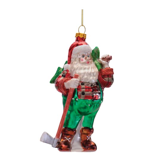Melrose 6" Glass Santa Lumberjack Ornaments Set